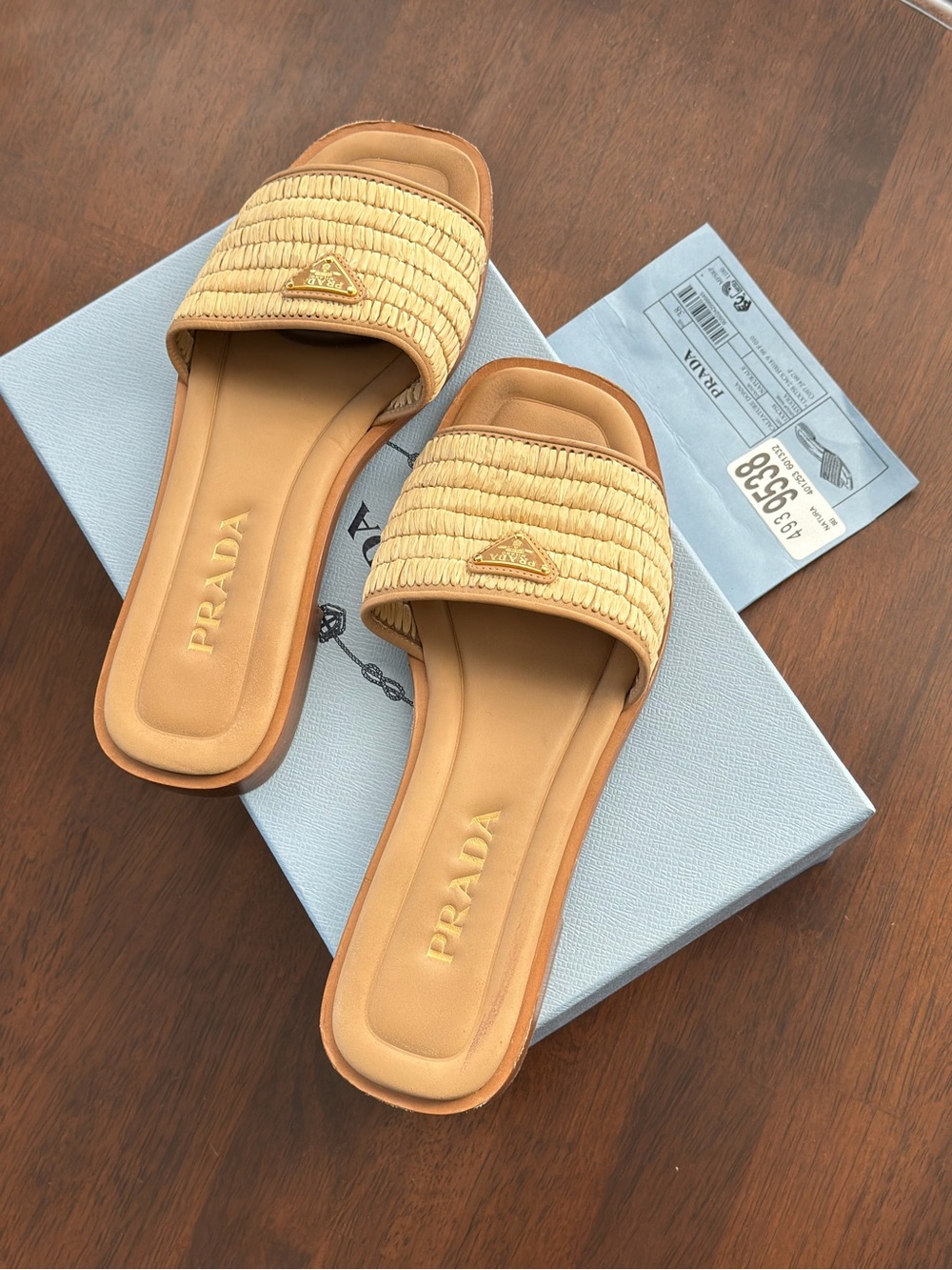 Prada Women’s Raffia Slide Sandals - Picture 4 of 7